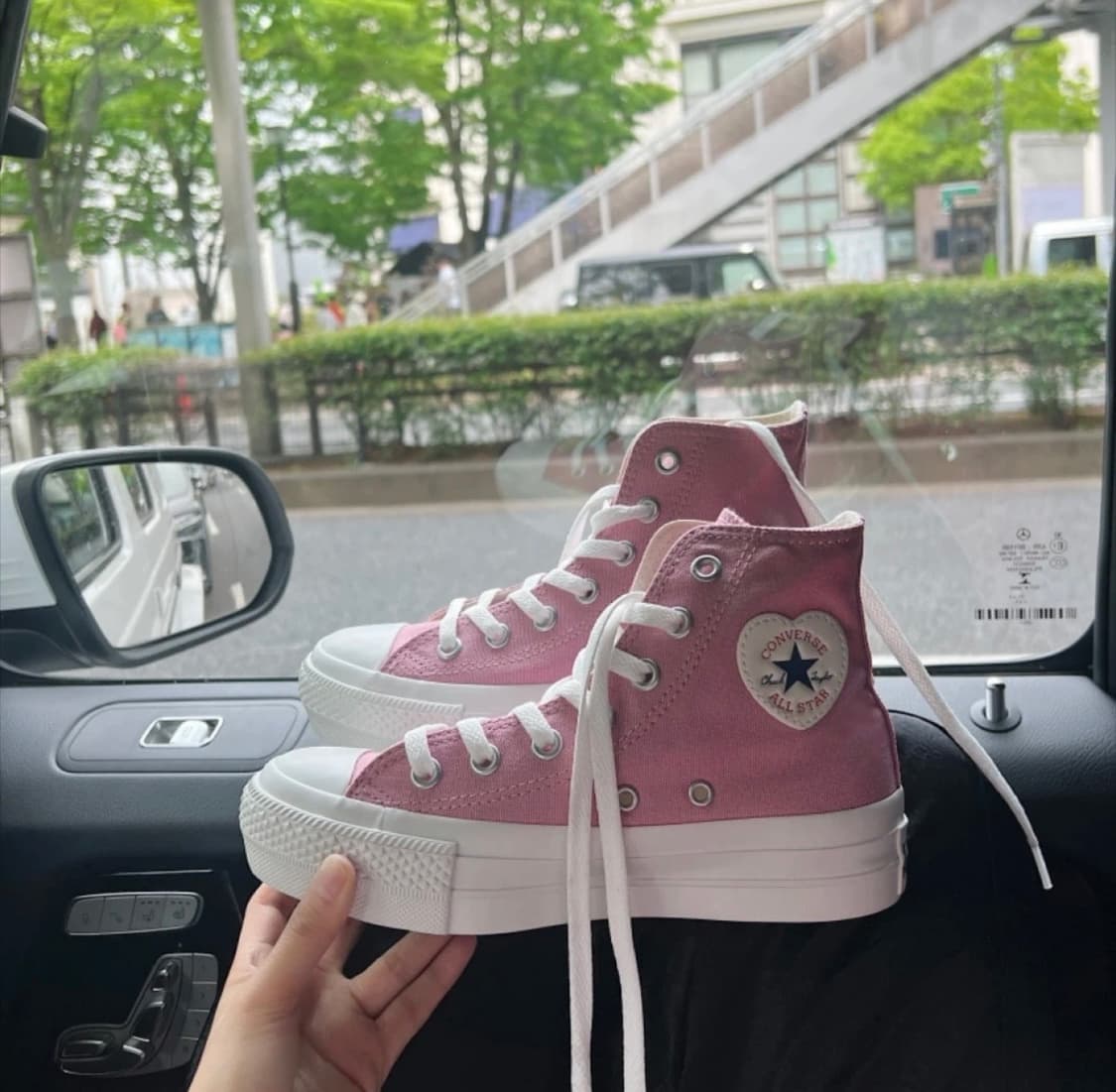 컨버스 플랫폼 하트패치 하이 오키드핑크 235 상품이미지2