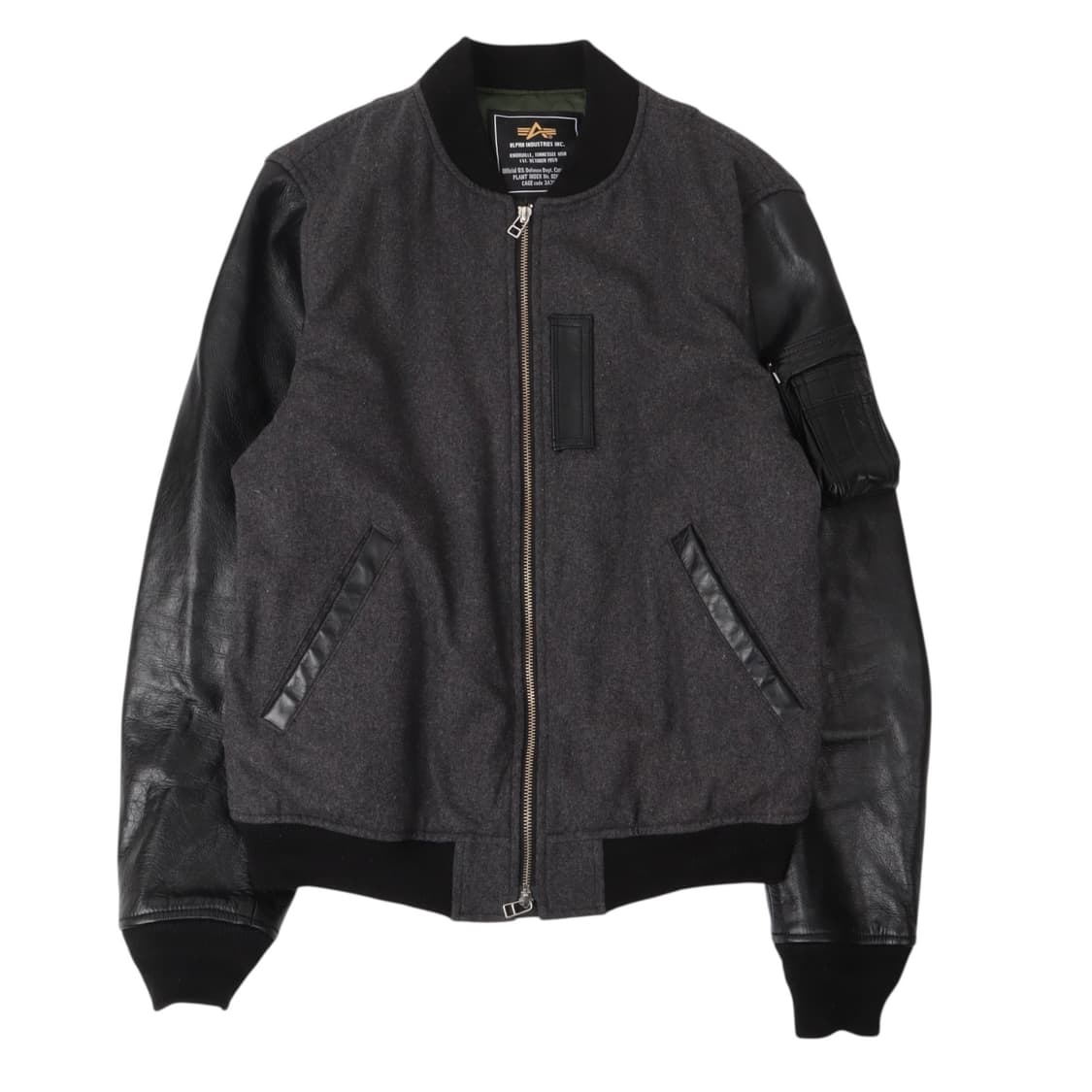 알파인더스트리 카우 레더 암 울 ma-1 자켓 상품이미지1