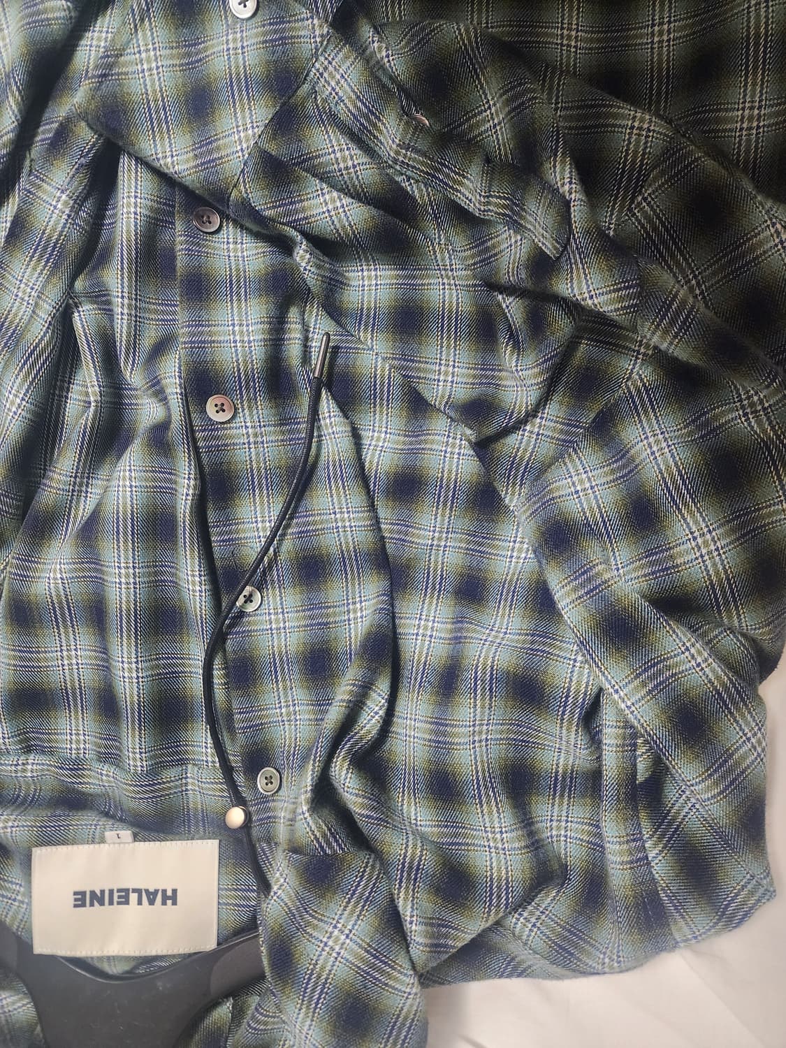 알렌느 체크후드셔츠 블루 1 상품이미지4