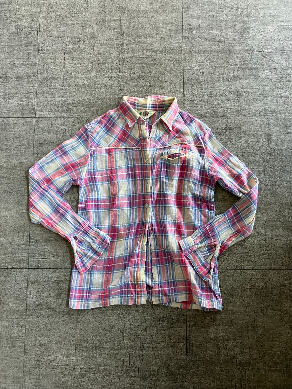 Vintage 하구미모리걸 할메카지 솜사탕 웨스턴셔츠 상품이미지1