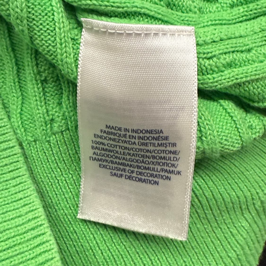 폴로 형광 그린 꽈배기 니트 가디건 상품이미지6