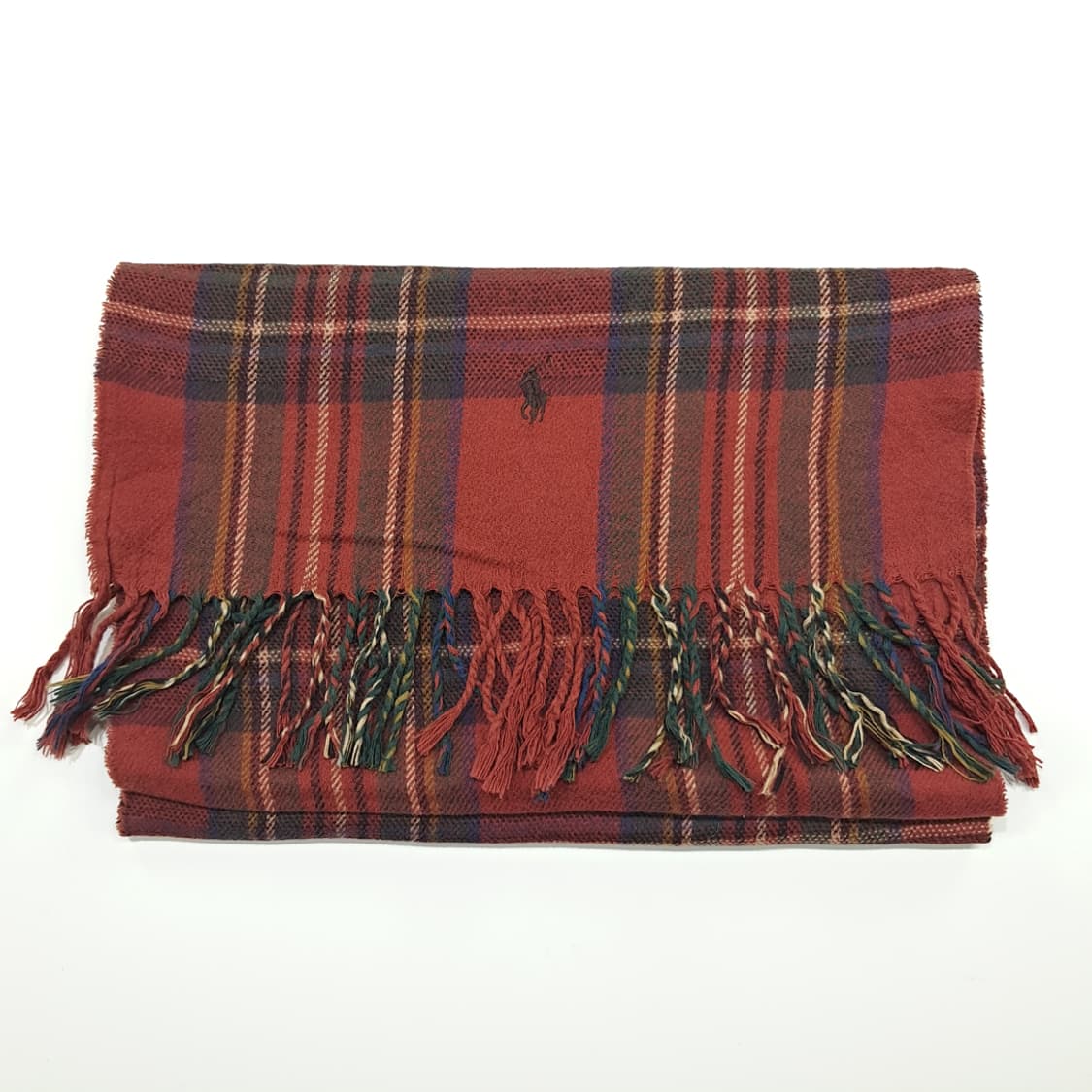 MX317 폴로 랄프로렌 테라코타 타탄체크 프랑스코튼 목도리 머플러 상품이미지7