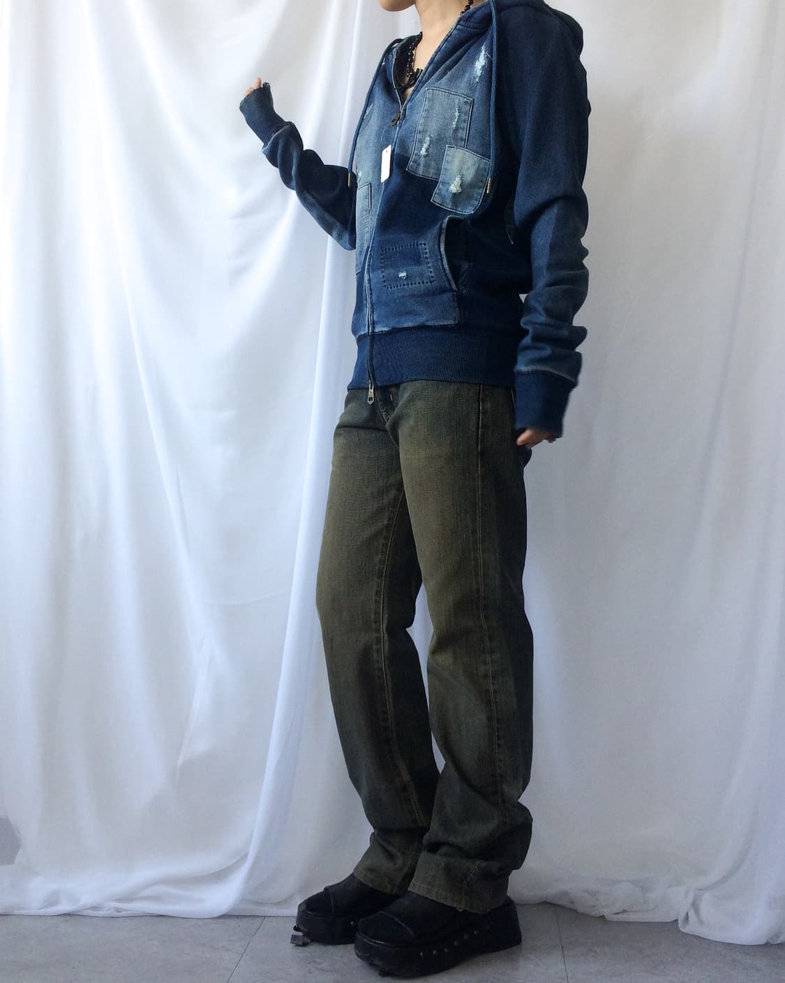 Patch damage point hood zip up 상품이미지6