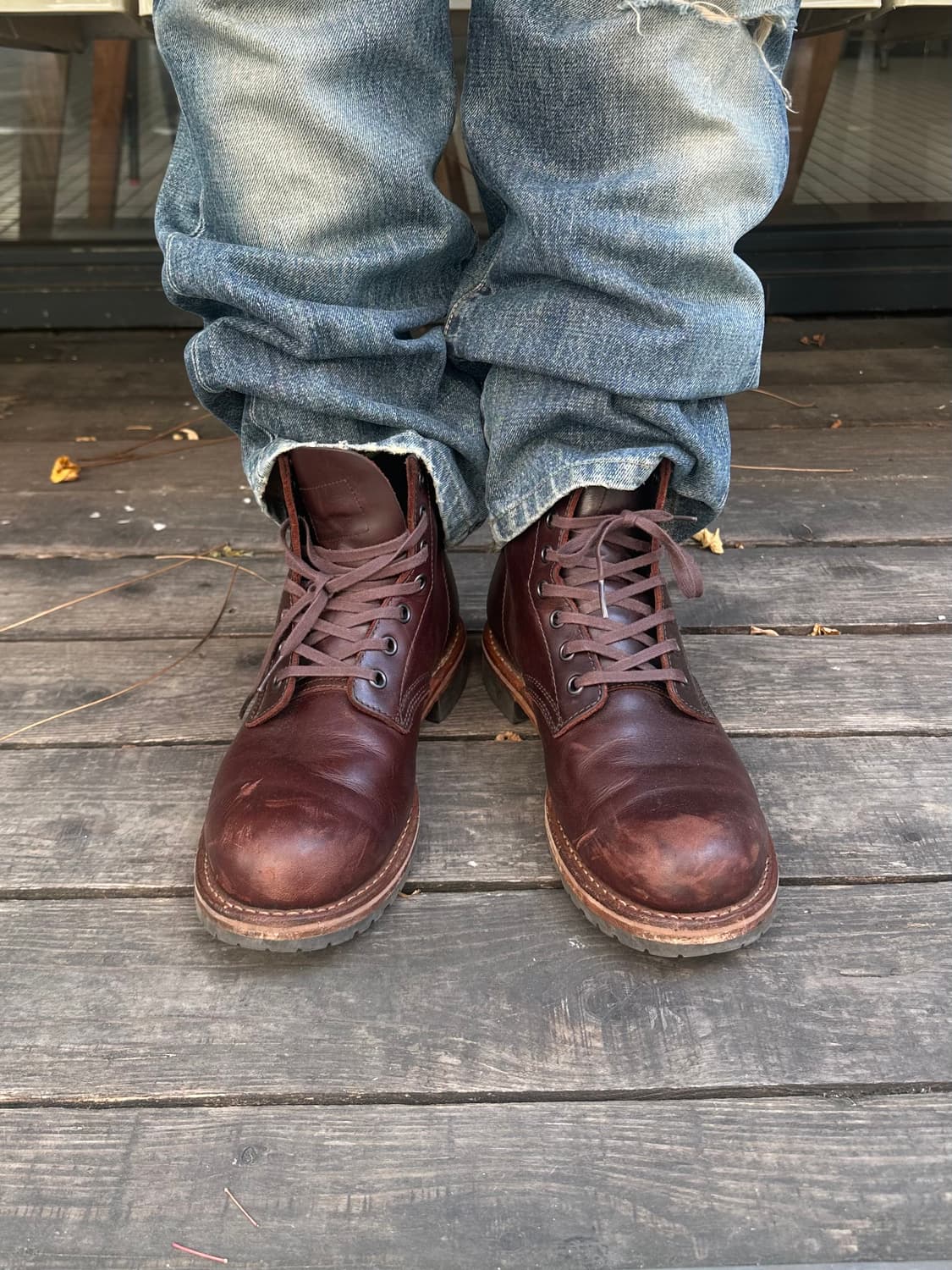 Hawkins brown faded leather worker boots 상품이미지2