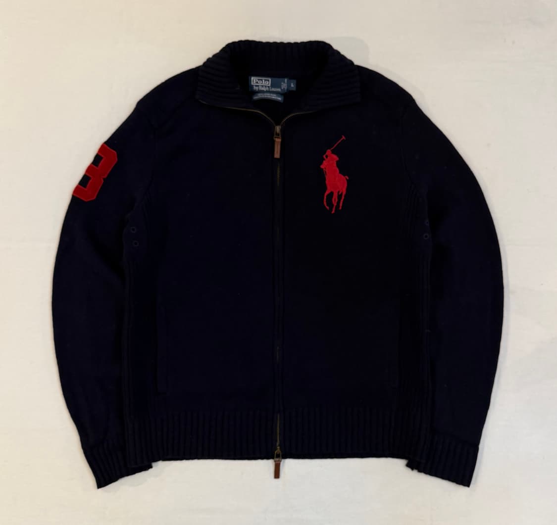 폴로 빅포니 치프키프 램스울 투웨이 니트집업 네이비 상품이미지1