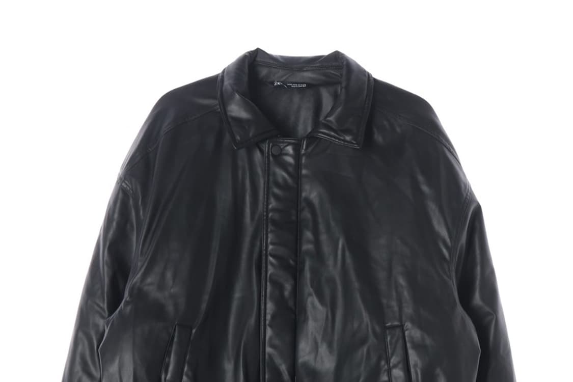 ZARA 오버사이즈 페이크 레더 보머 재킷 블랙 XL 상품이미지4