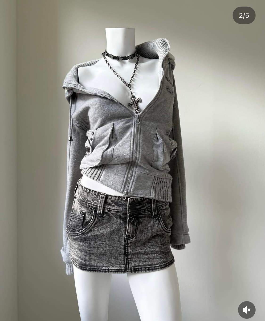 빈티지 대장 회색 후드집업 금장 와투케 갸루 상품이미지2