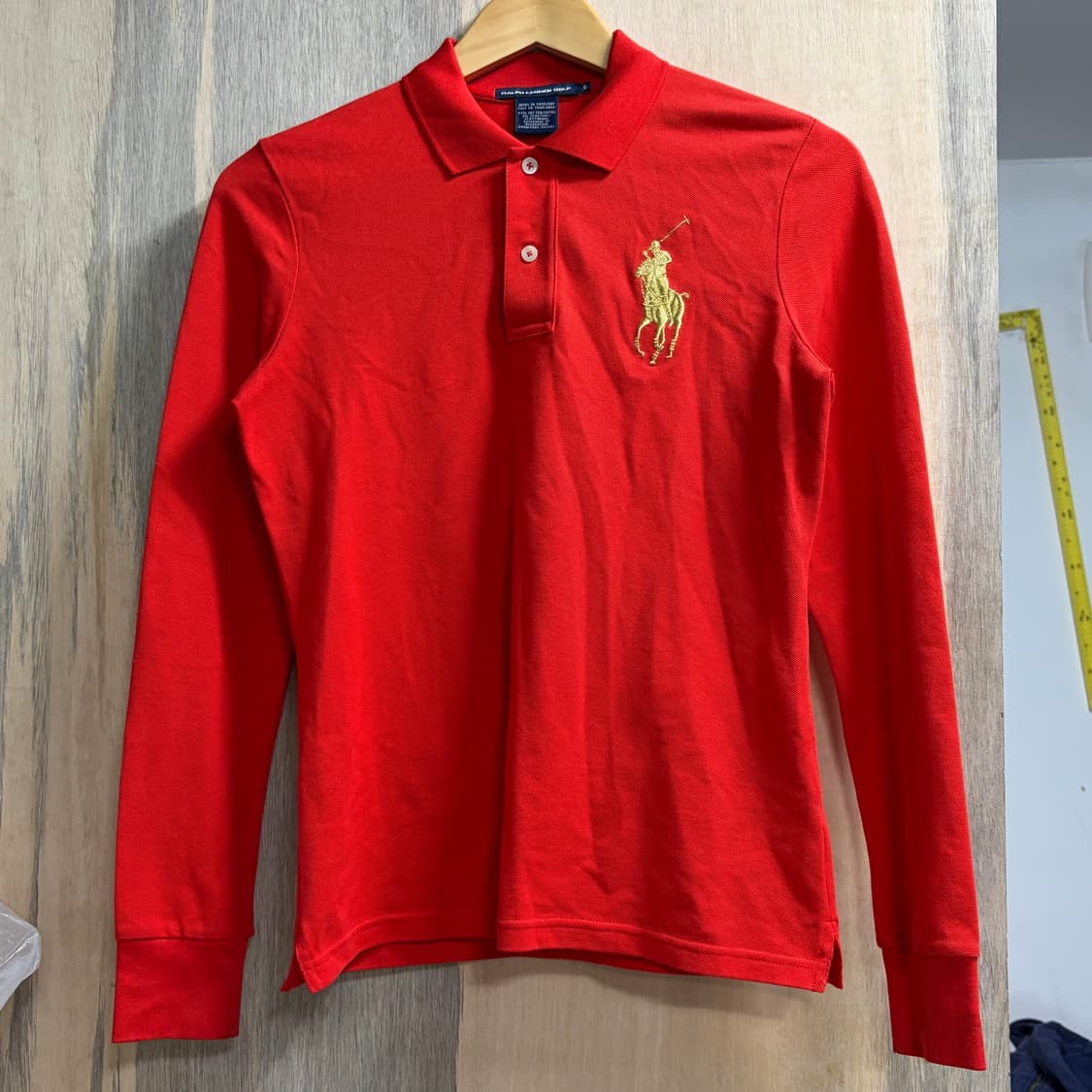 폴로 빅포니 치프키프 금장 자수 레드 딱붙 럭비티 롱슬리브 S 상품이미지5