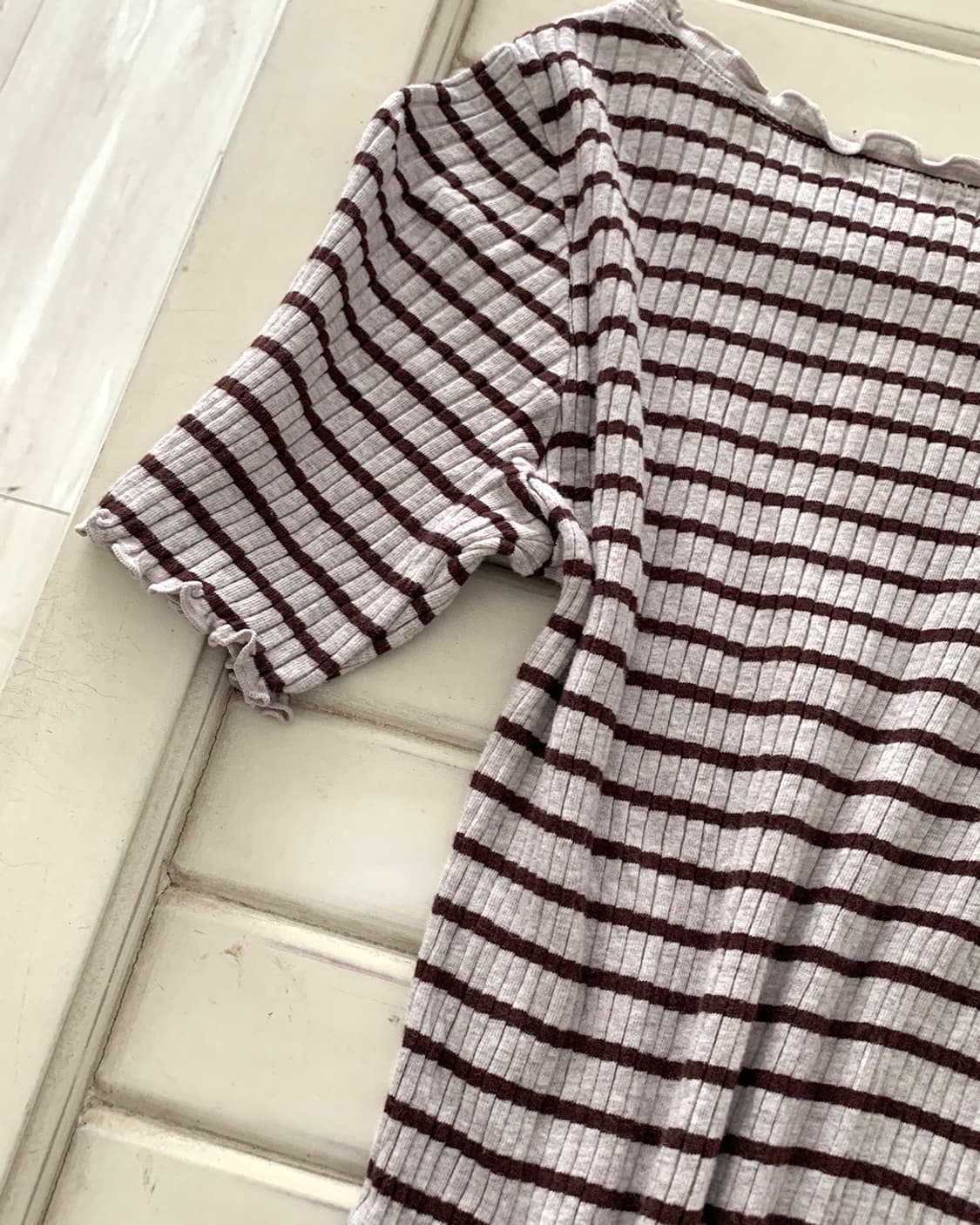 Samansa Mos2 ribbed striped brown top 상품이미지7