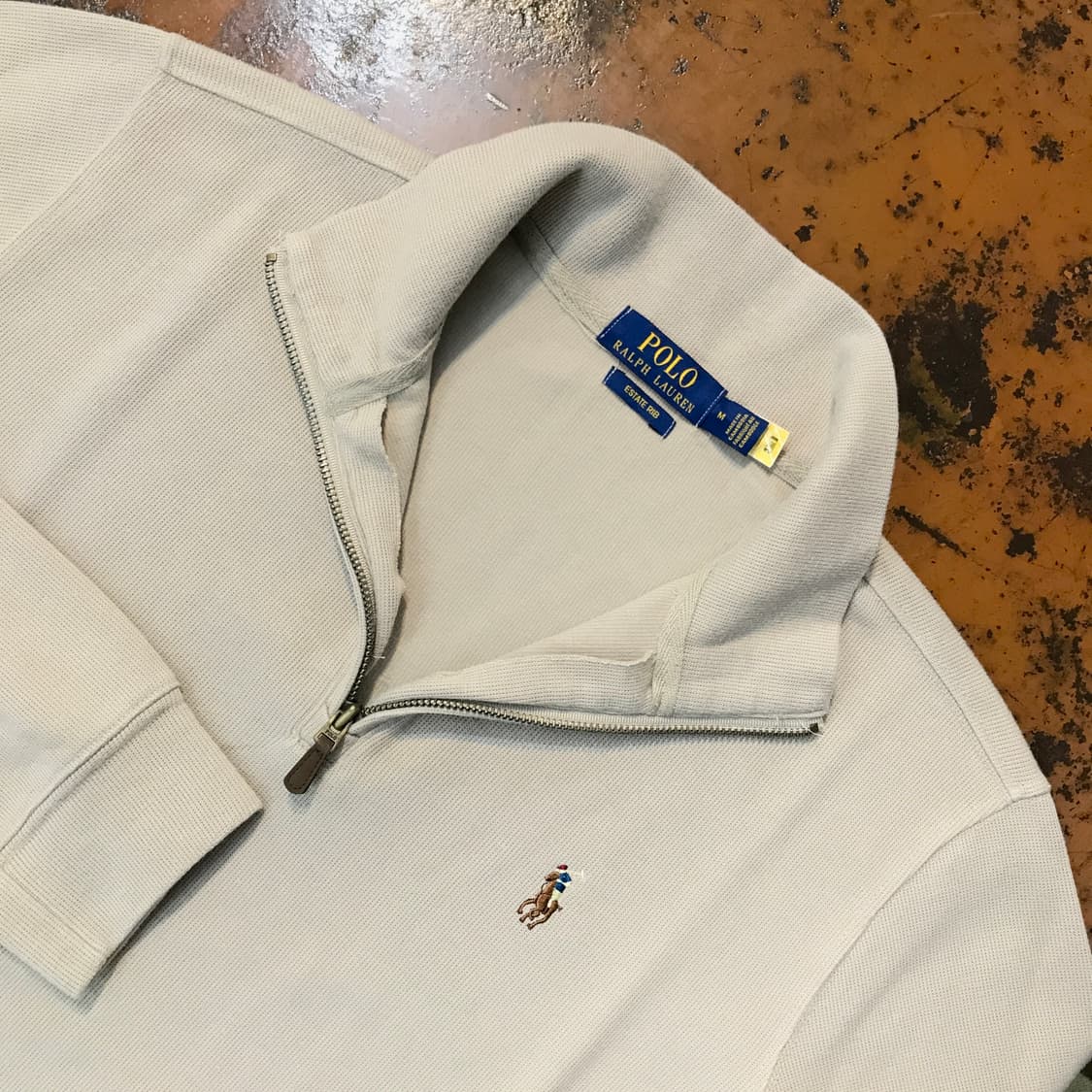 폴로랄프로렌 라이트 베이지 코튼 반집업 풀오버 남성 105 사이즈 상품이미지3
