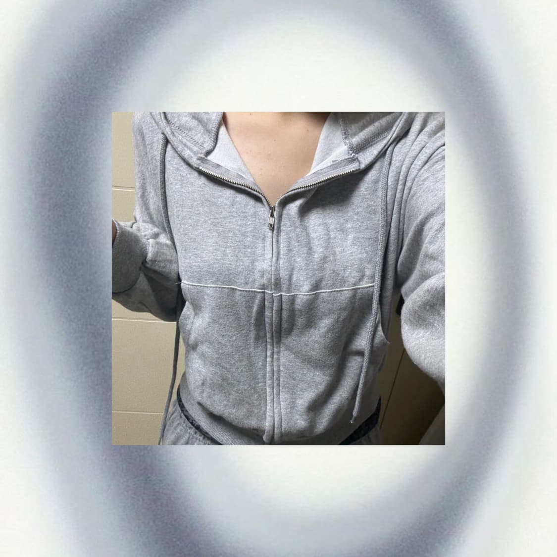 회색 크롭 후드집업 상품이미지2