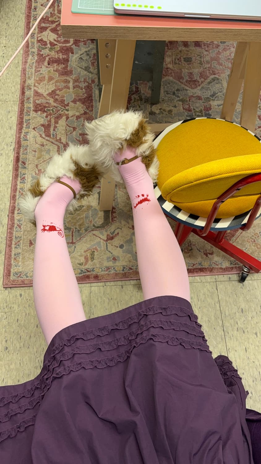 실크스크린 윙크 스타킹 핑크&오렌지 상품이미지1