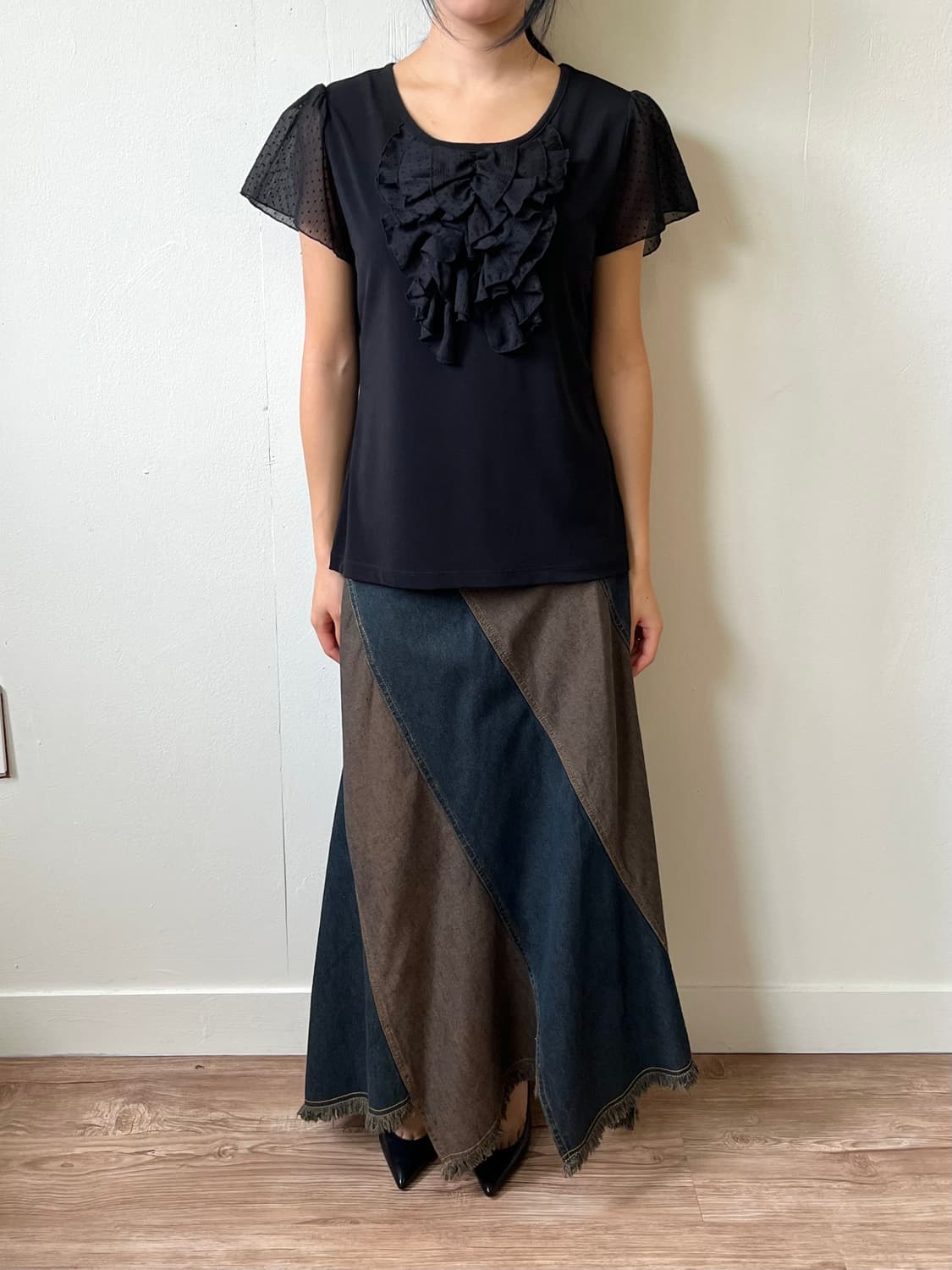 japan vtg 언발란스 트임 데님 스커트 상품이미지7