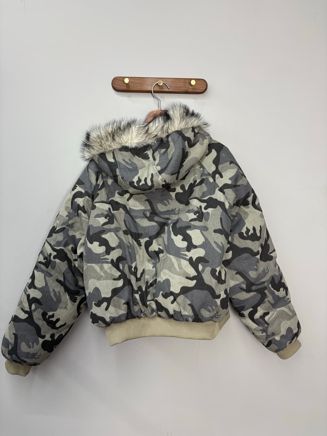 빈티지 카모 퍼 후드패딩 자켓 A3160 상품이미지6
