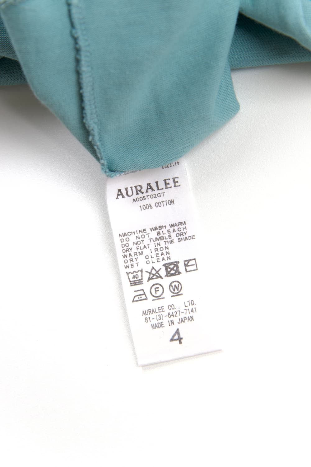 Auralee 루스터 플레팅 티셔츠 터키석 블루 상품이미지8