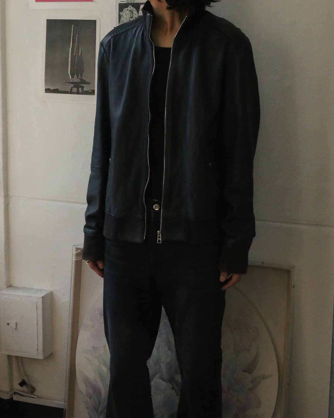 휴고보스 다크블루 램스킨 봄버 자켓 상품이미지3