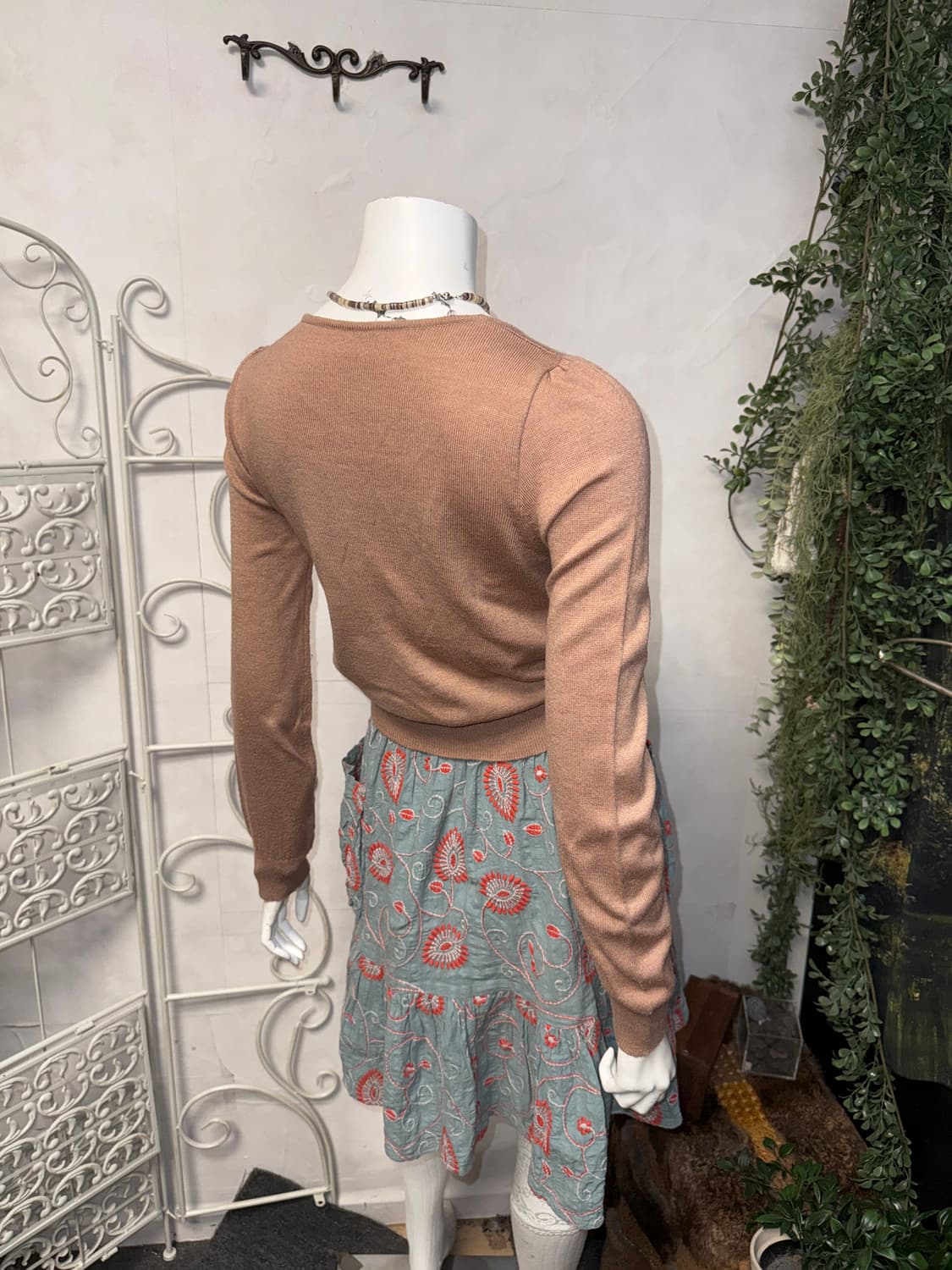 Indi pink check ribbon button knit 상품이미지4