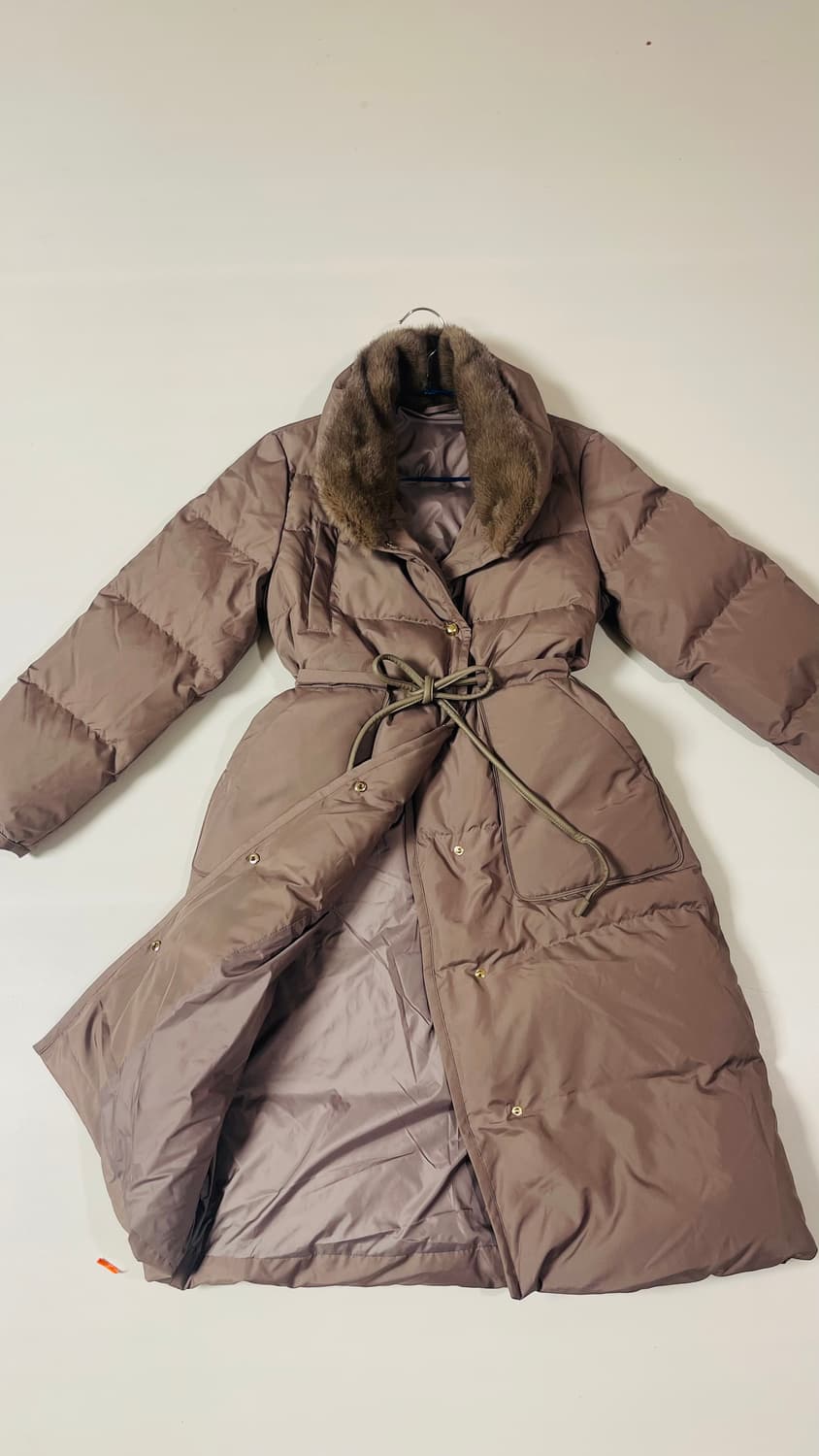 새상품) 미샤 천연 밍크퍼 카라 구스다운 패딩 롱 코트 정가 130만원대 상품이미지1