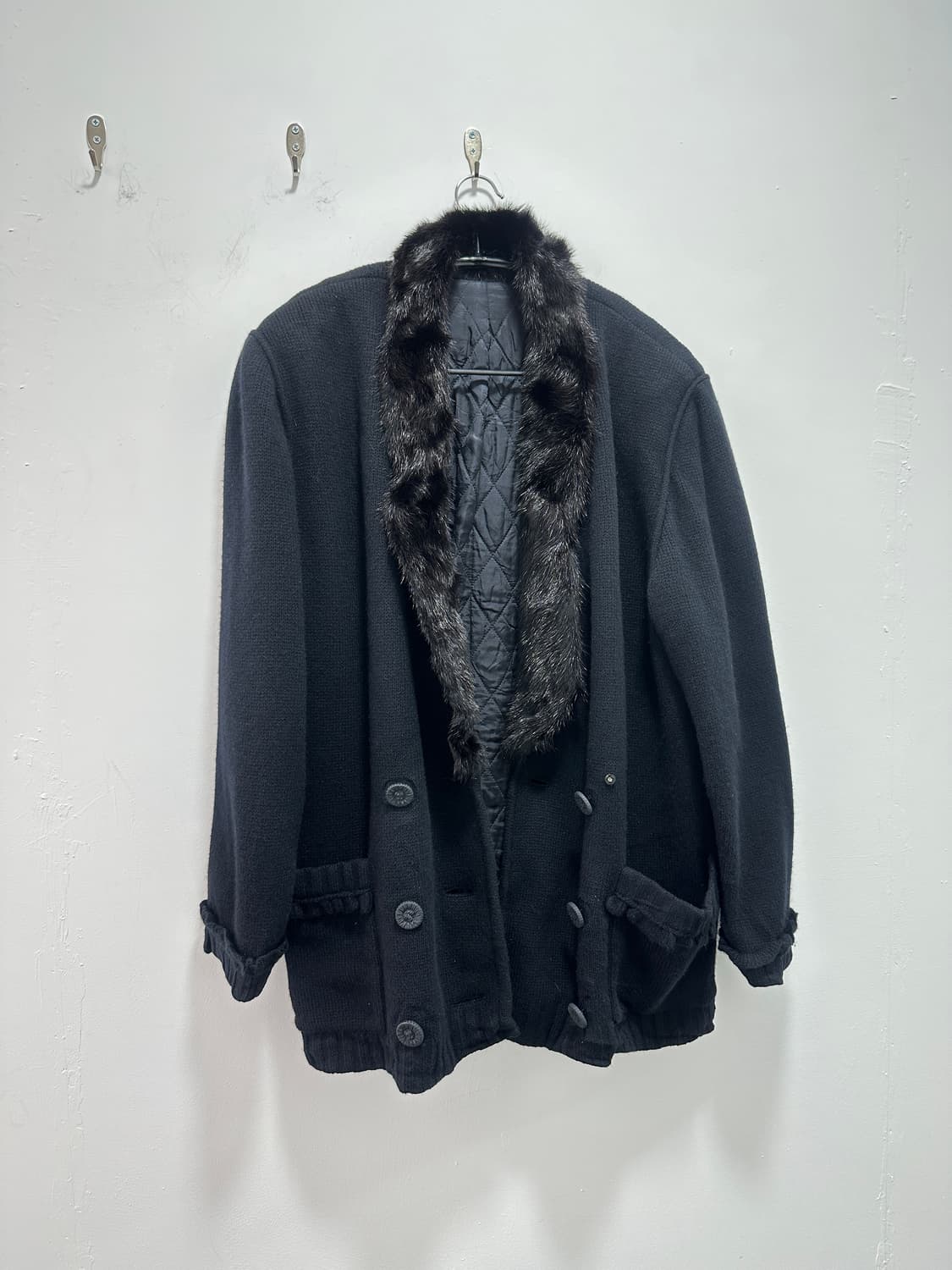 00s fur trimming double buttoned knit ja 상품이미지10