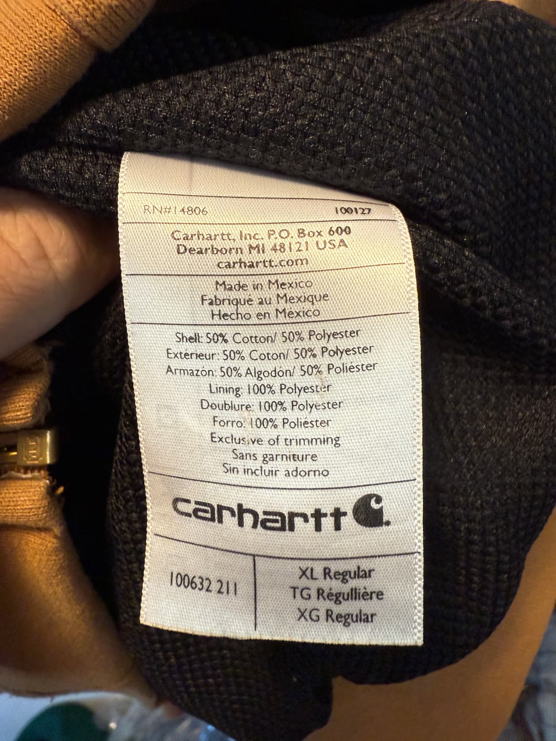 칼하트 레인디펜더 후드집업 XL 상품이미지5