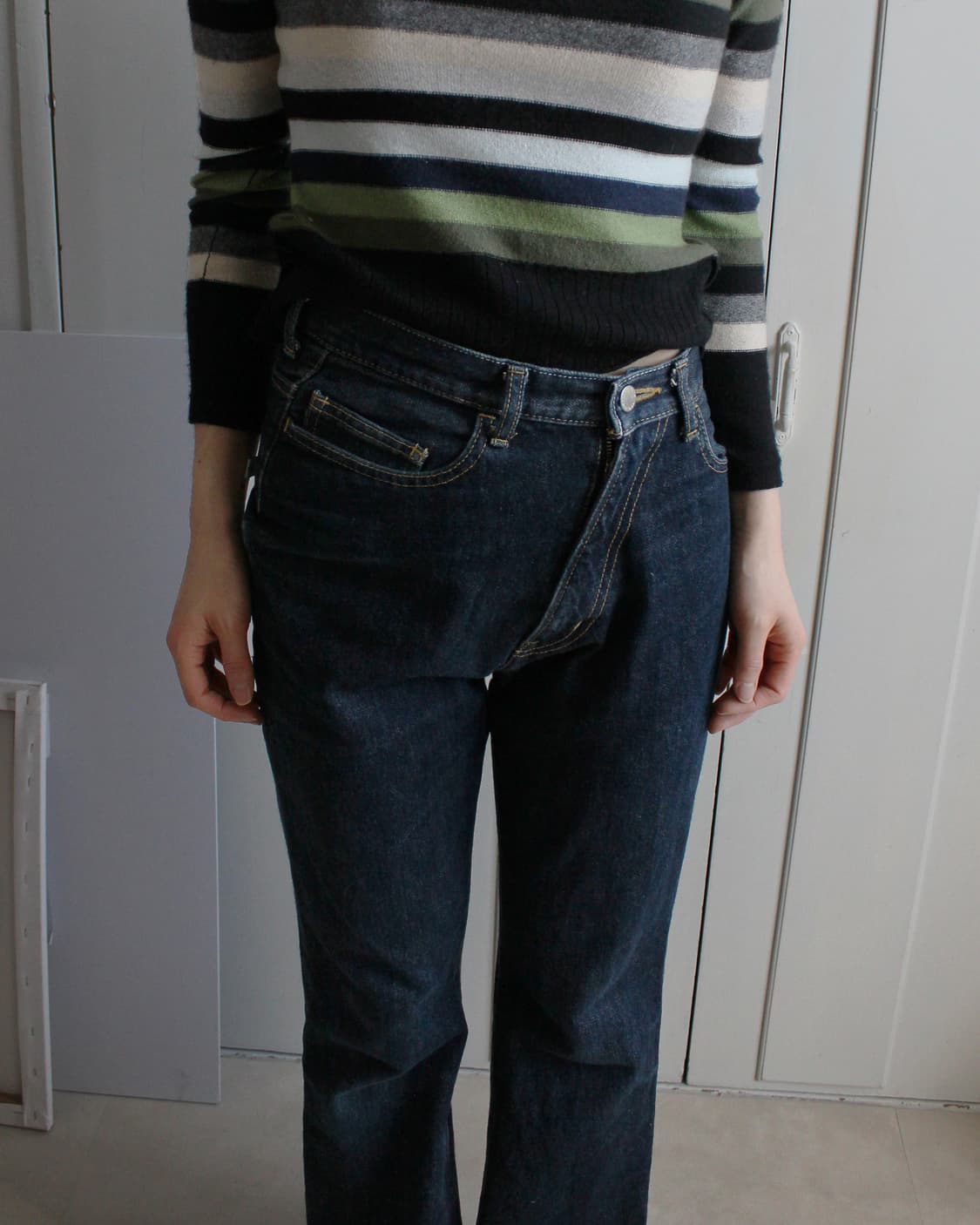 2018 Fall runway asymmetry jeans 상품이미지6