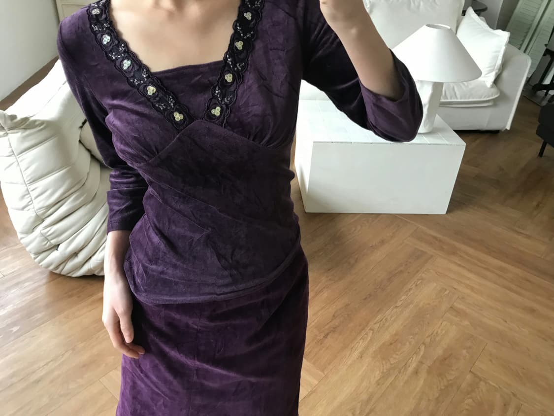 vintage purple velvet top 상품이미지6