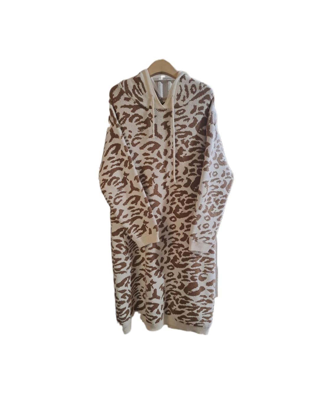 레오파드 니트 롱 원피스 베이지 상품이미지1