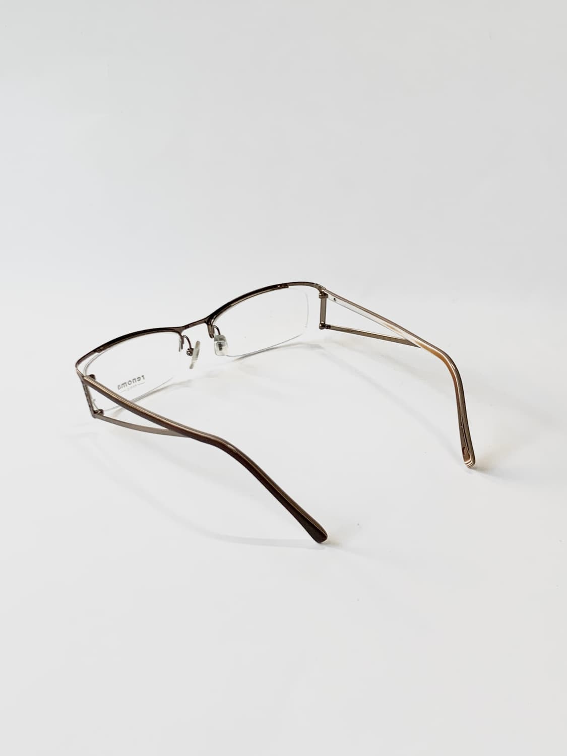 [픽키-642] Renoma 브라운 반무테 안경 구조적 템플 디자인 상품이미지6