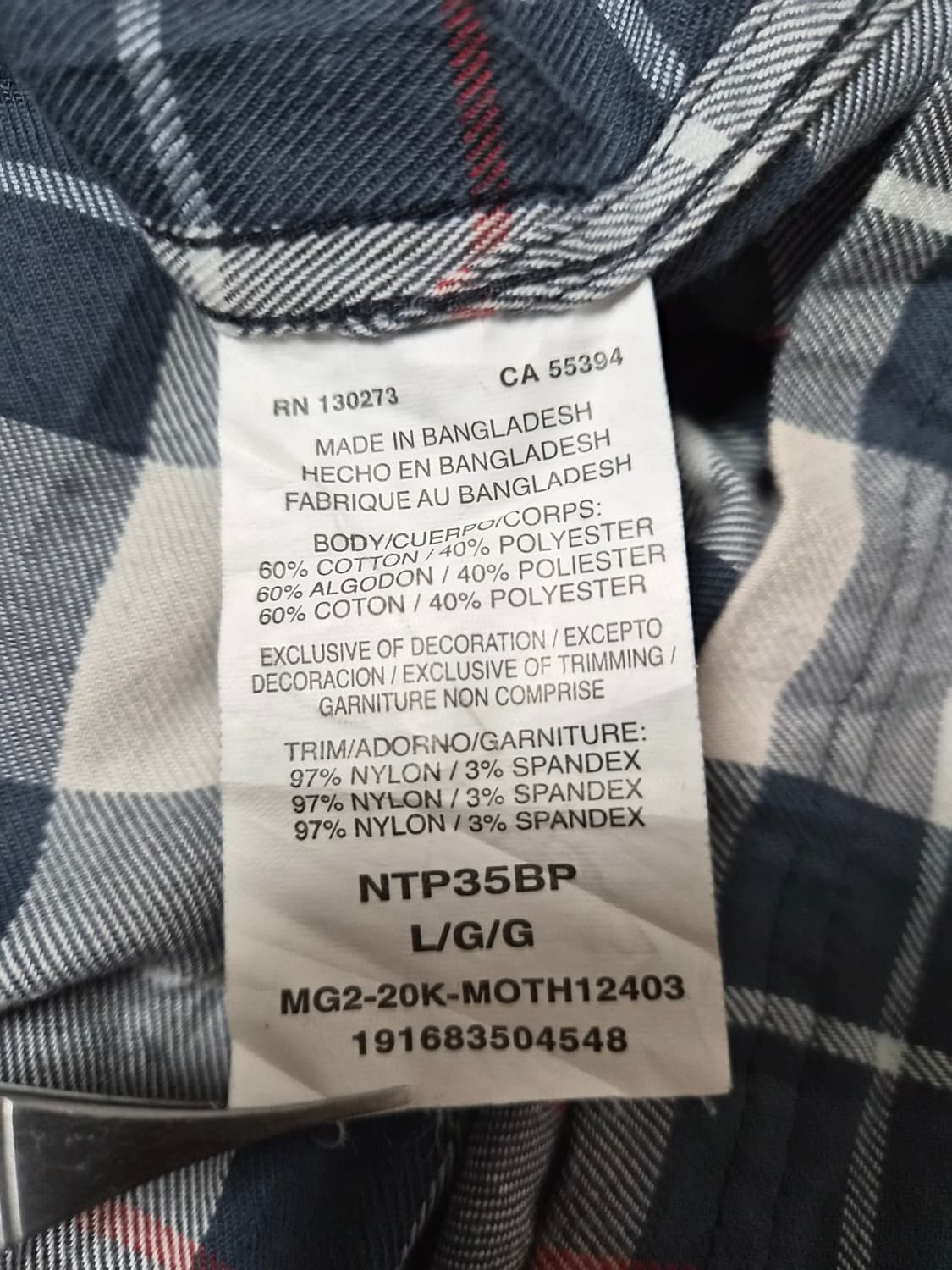 랭글러Wrangler 체크 셔츠 L사이즈 - S332 상품이미지5