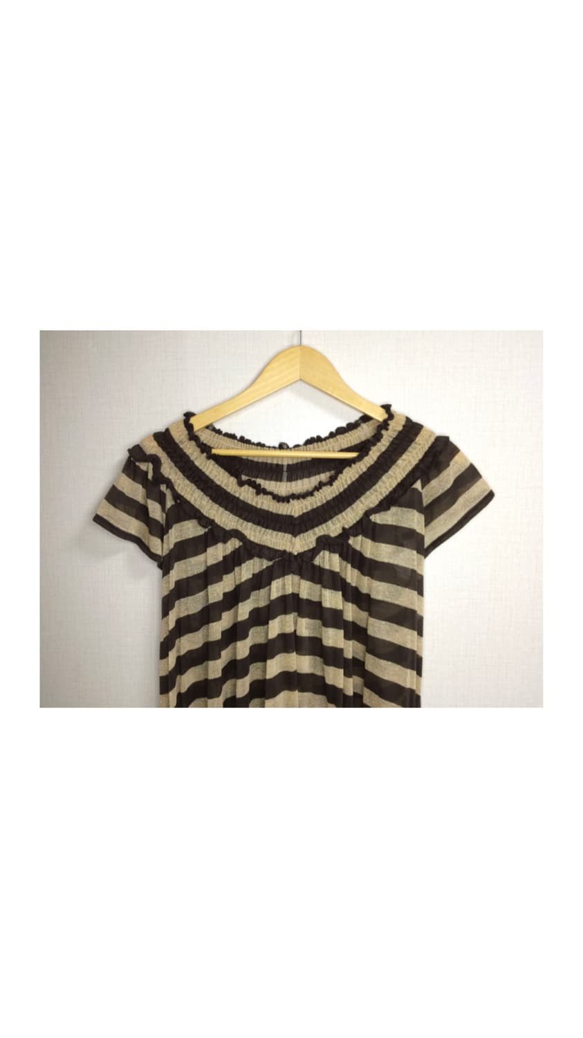 스나오 쿠와하라 브라운 스트라이프 셔링 튜닉 원피스 상품이미지2