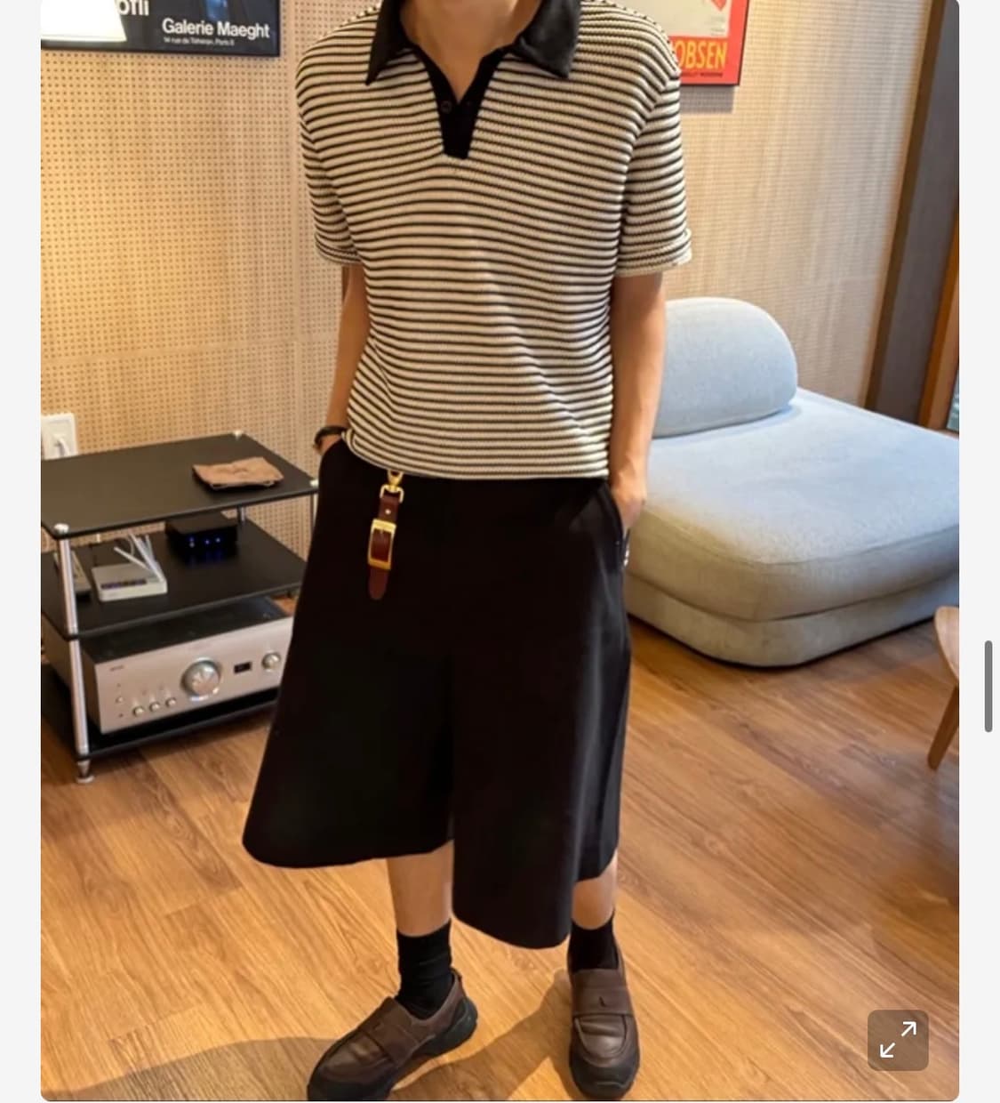 코튼 크로셰 폴로 티셔츠 (블랙아이보리) 48 상품이미지2