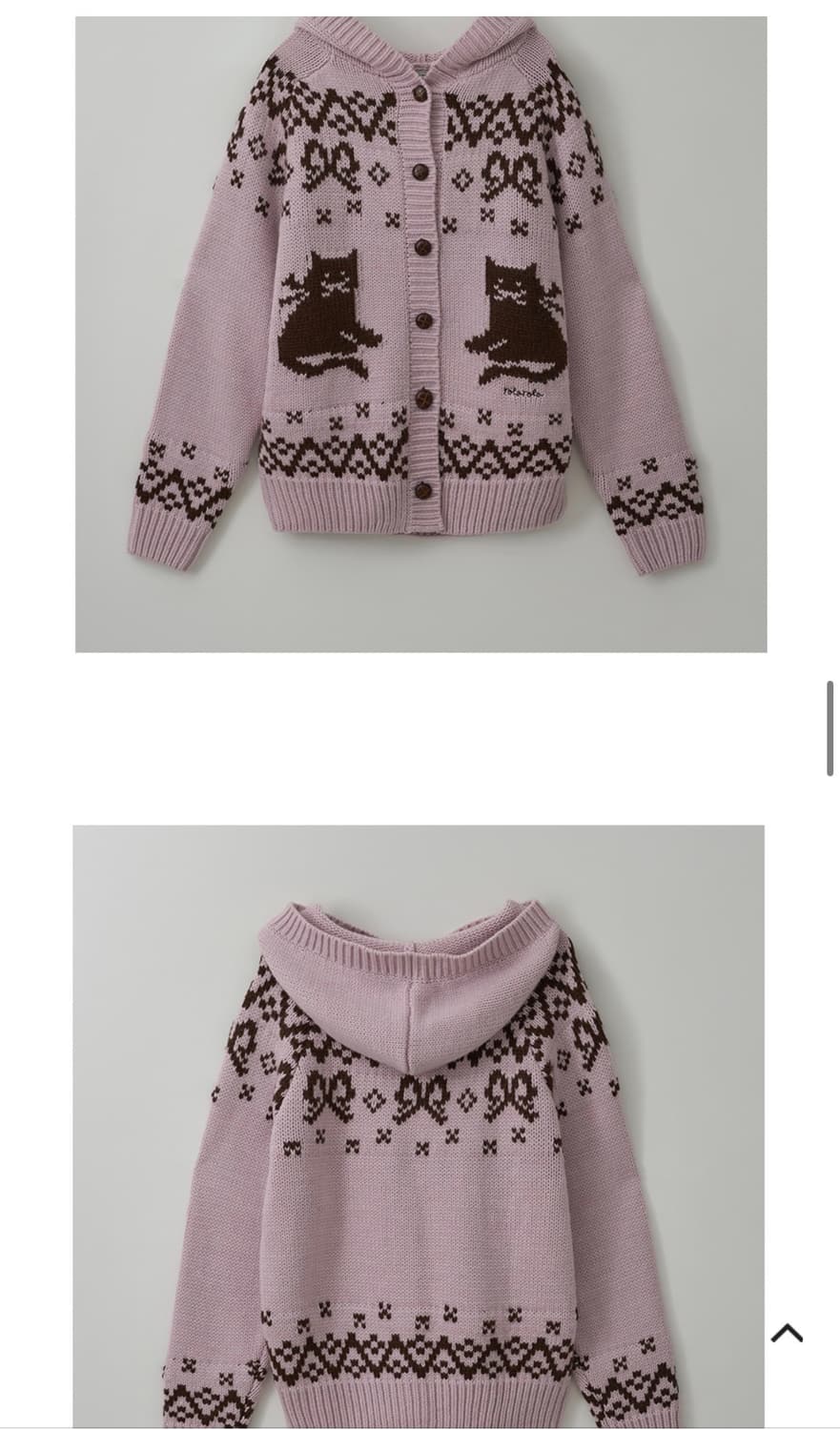 로라로라 고양이 자카드 후드 가디건 핑크 상품이미지3