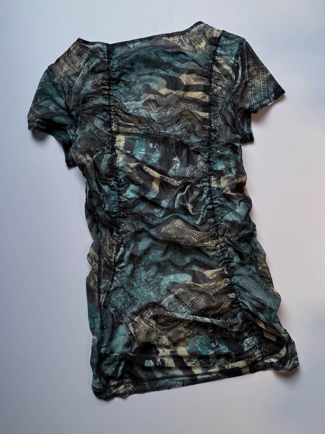 Denim Pattern Shirred Blouse 0265 상품이미지6