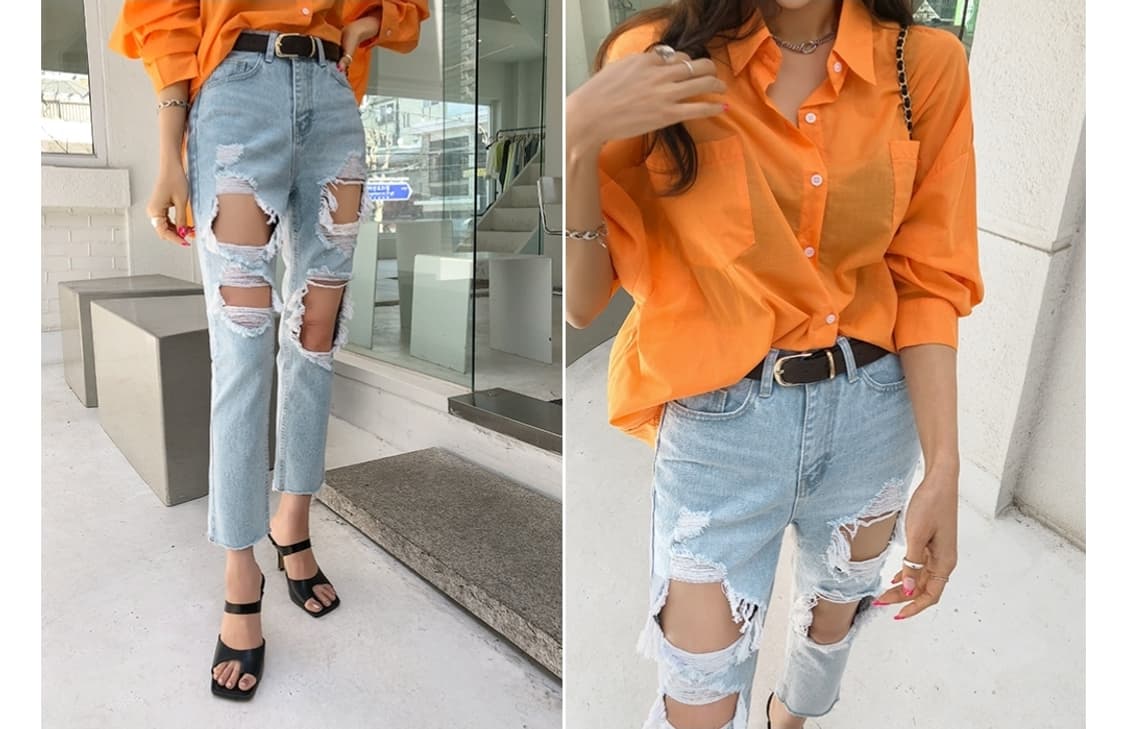 (새옷) 오렌지 루즈핏 셔츠 상품이미지5