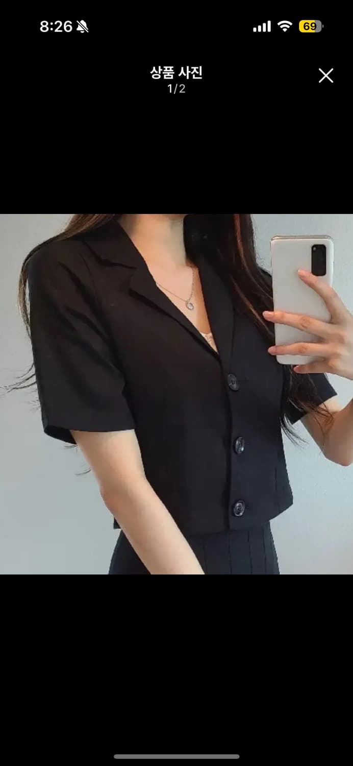 린넨 크롭 반팔 자켓 블랙 상품이미지1