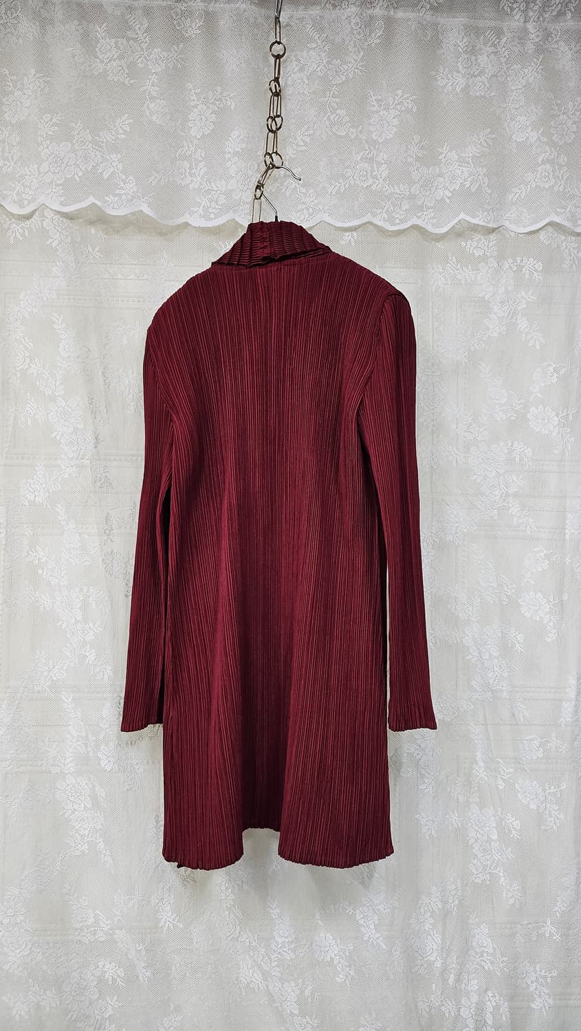 버건디  플리츠 주름 가디건  상품이미지3