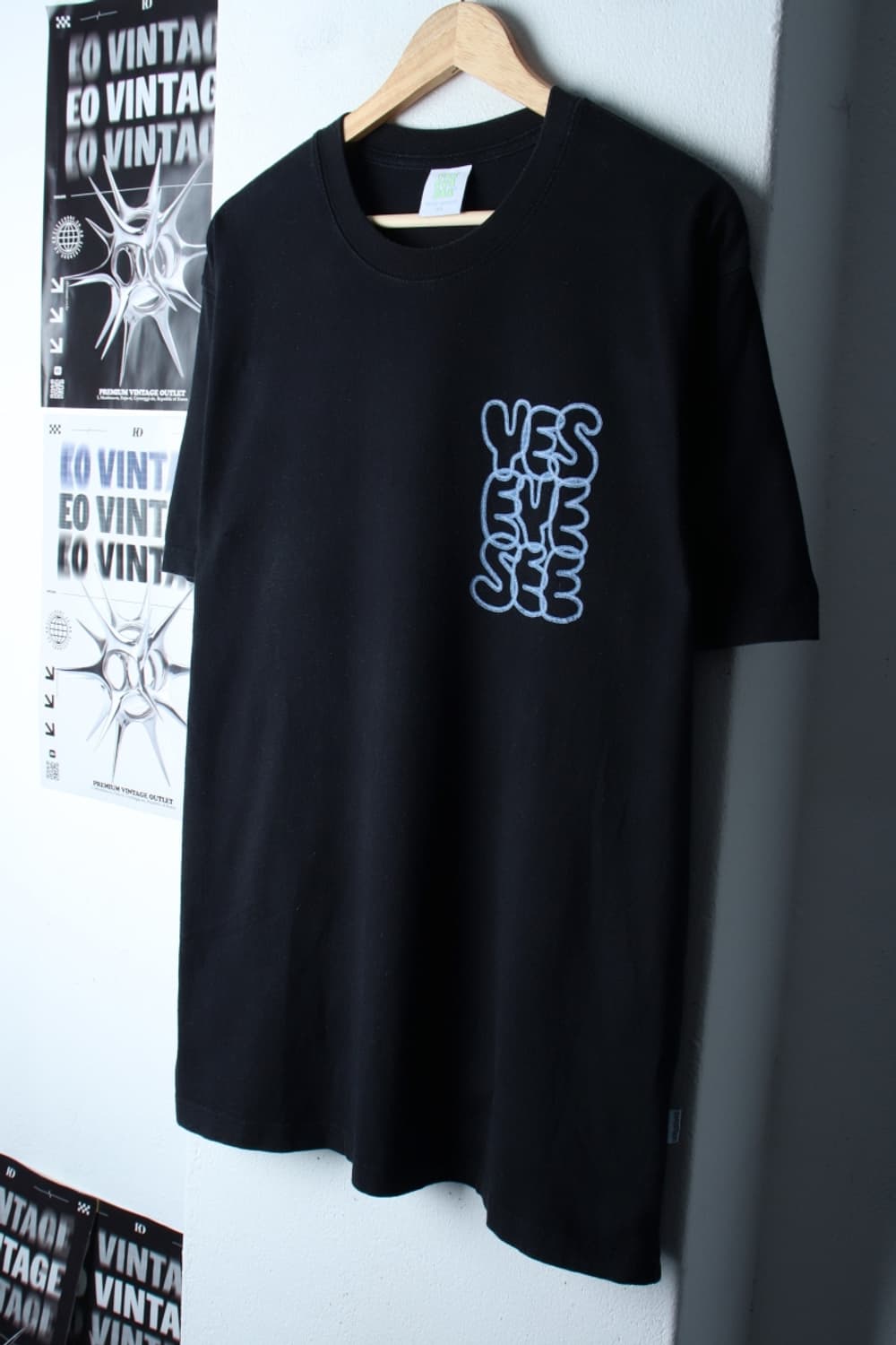 (XL-2XL) 예스아이씨 반팔 티셔츠 빅로고 블랙 올드스쿨-7B47 상품이미지1