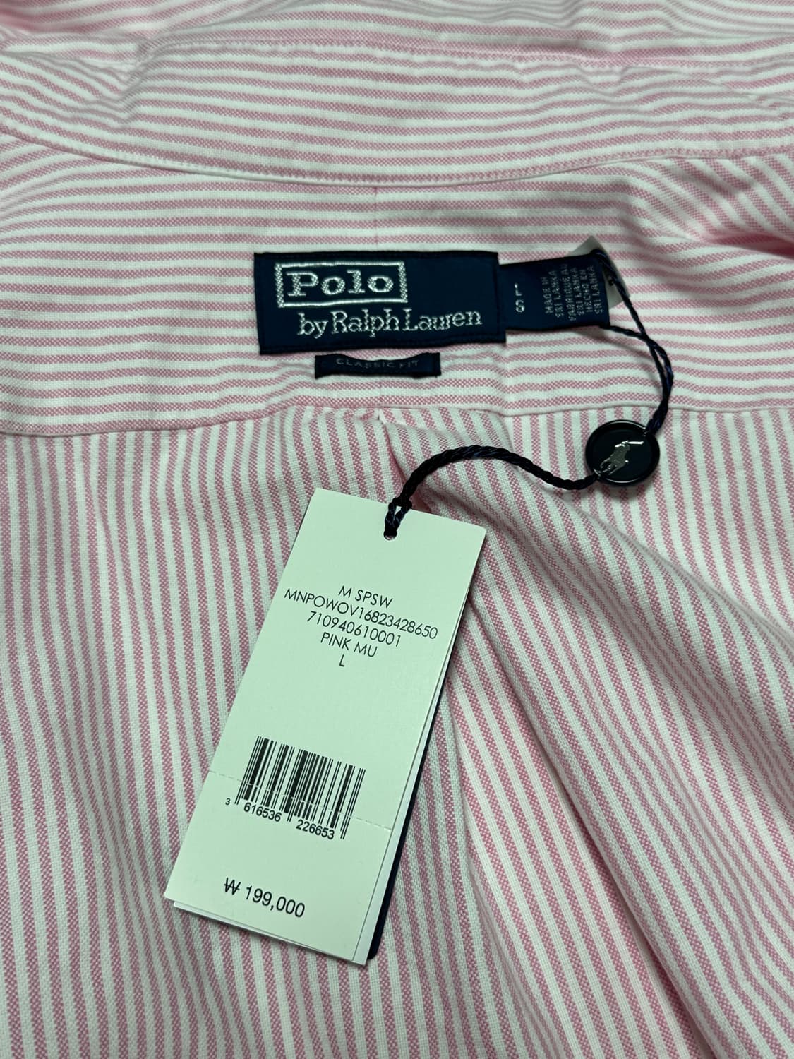 폴로 랄프로렌 / 클래식핏 옥스포드 셔츠 (핑크 스트라이프) / L 상품이미지4