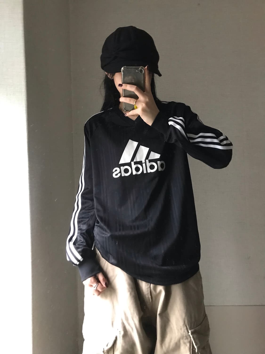 아디다스 00s 블랙 빅로고 롱슬리브 상품이미지1