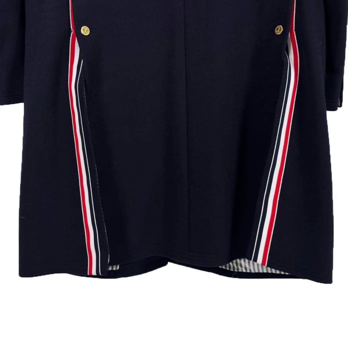 [2사이즈] 톰브라운 체스트필드 멜튼 금장 버튼 사선 울 코트 네이비 상품이미지5