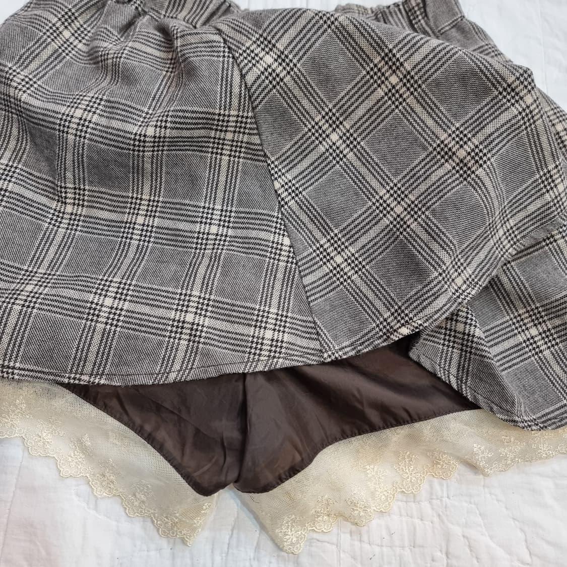 클래식 체크 레이스 큐롯팬츠 상품이미지2