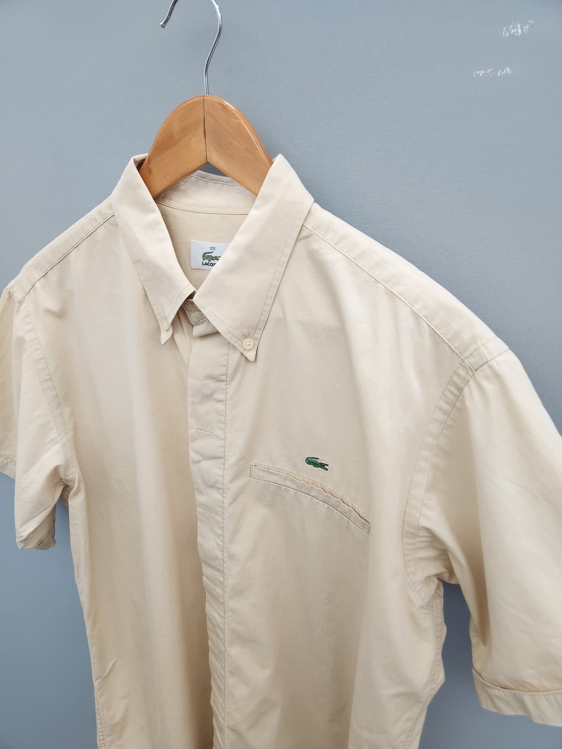 라코스테 로고 베이지 히든 반팔 셔츠 상품이미지3
