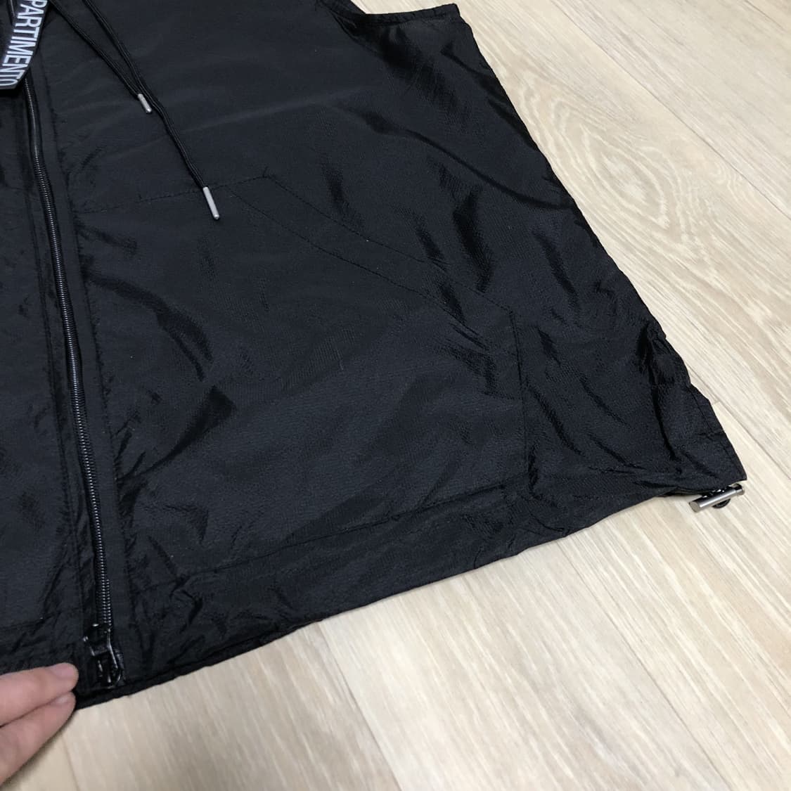 (L) 새상품 파르티멘토 PARTIMENTO 시어 후드 베스트 블랙 상품이미지5