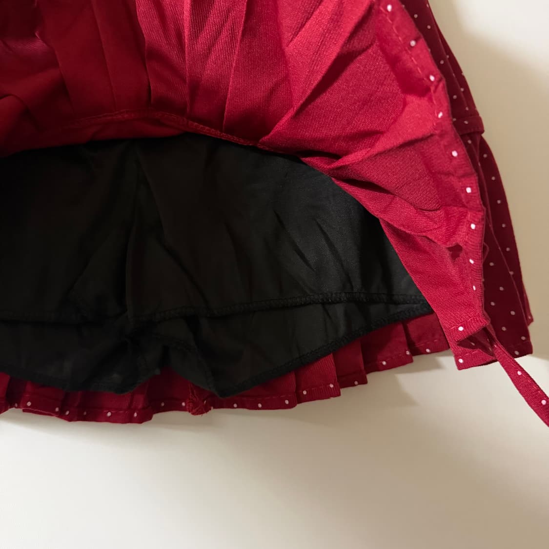 새상품 여자 도트 플리츠 미니스커트 (와인) M 상품이미지4