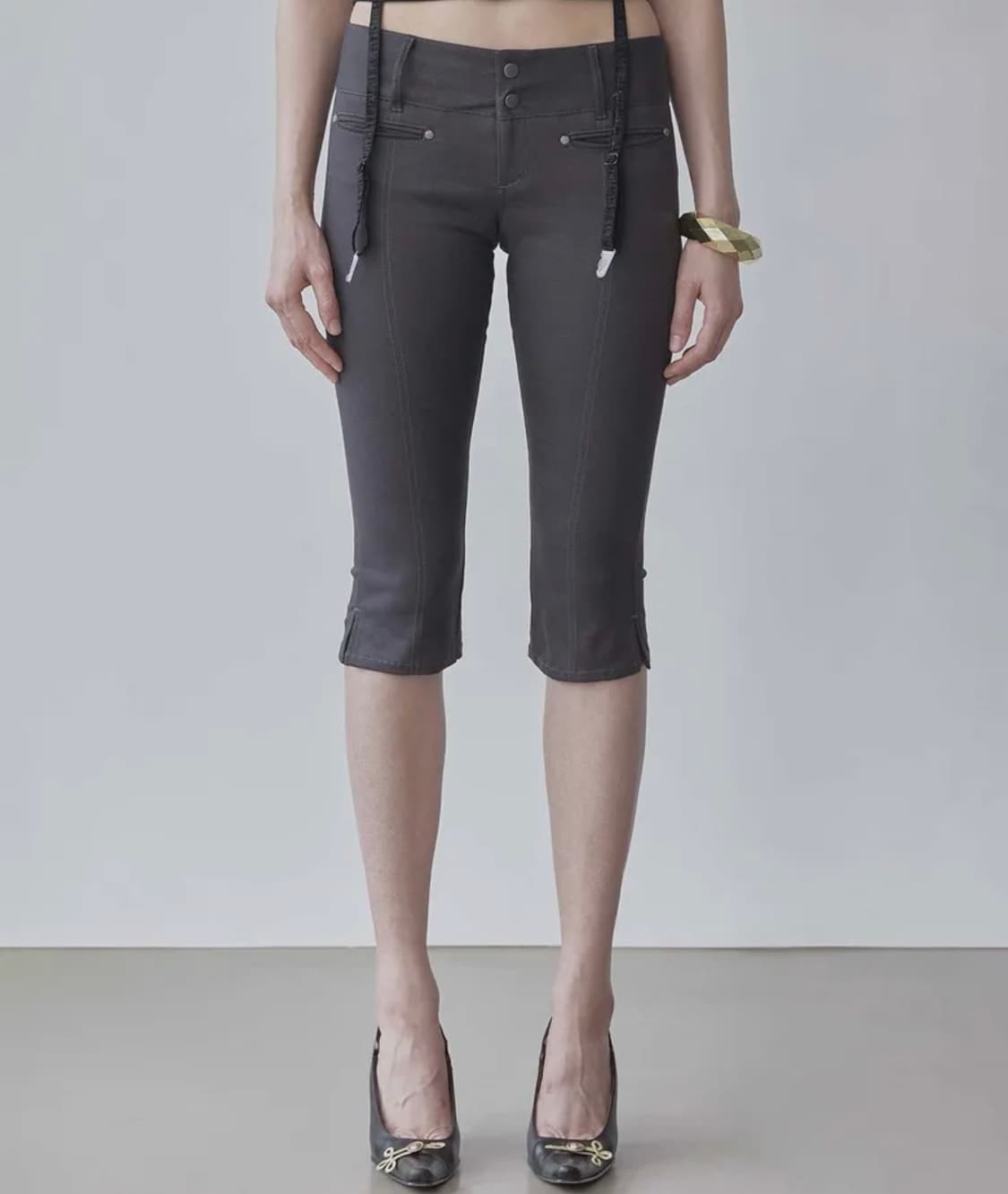 90s Cotton Capri Pants Charcoal 상품이미지1