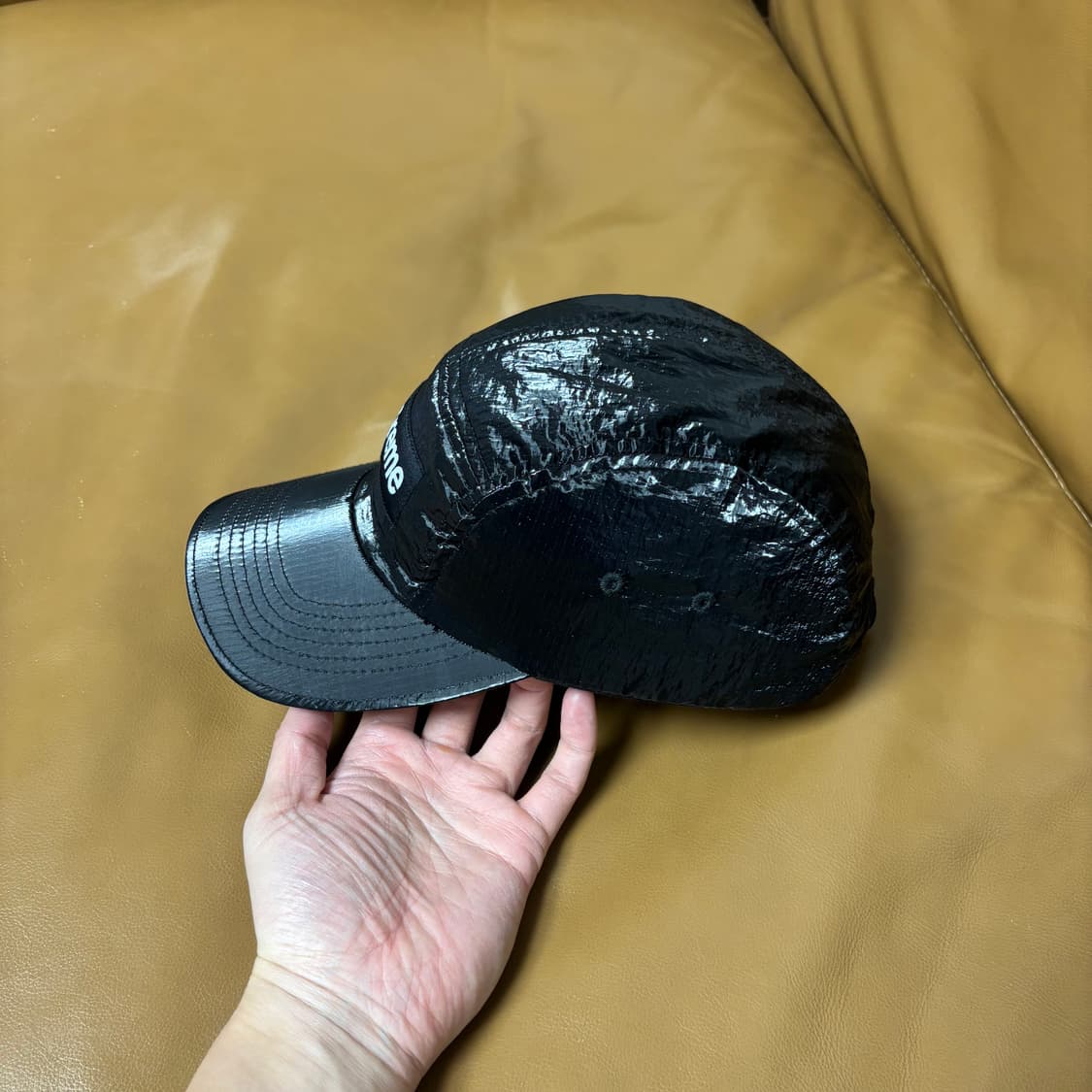 슈프림 캠프캡 모자 박스로고 23fw 글로스 립스탑 블랙 상품이미지5