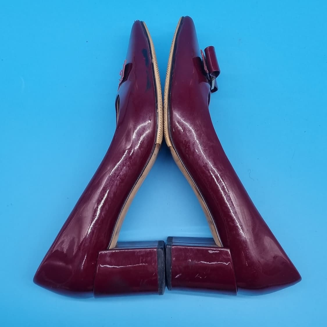 oo 페라가모 버건디 여성펌프스 힐7 240 굽6 상품이미지5