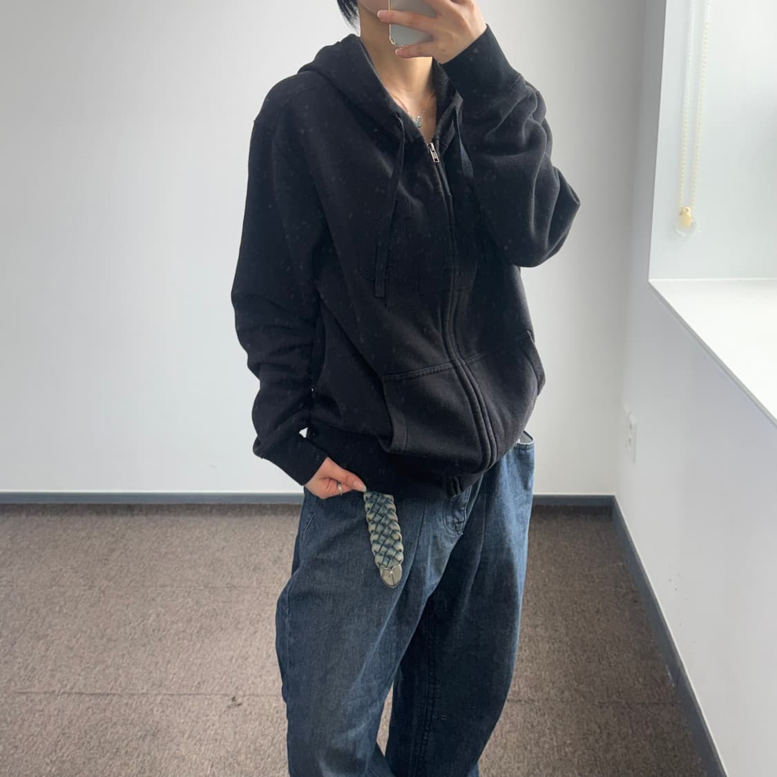 Gap 갭 다크네이비 로고 블랙 후드집업 상품이미지2