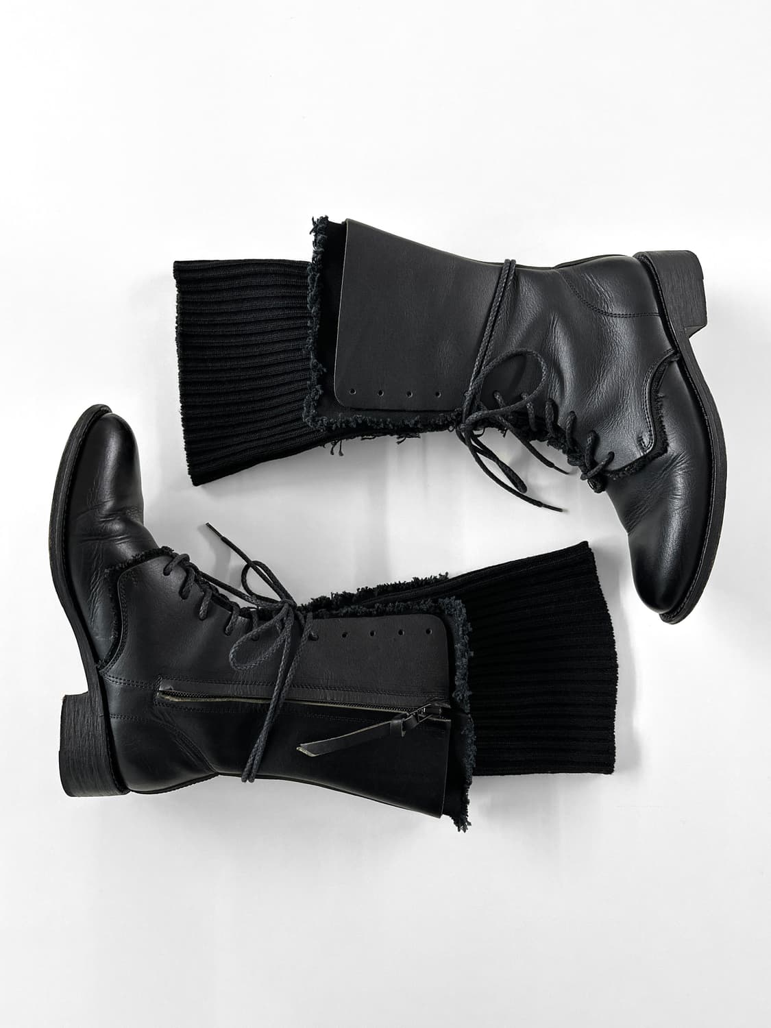 90~00s Y's 요지 야마모토 니트 커프 레이스업 부츠 상품이미지3