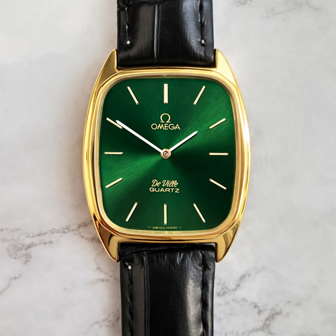 정품 오메가 드빌 쿼츠 그린 금장 빈티지 시계 상품이미지2